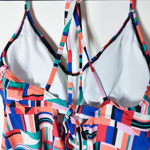Eco Beach Geometric Strappy Back Tankini Top XL - Picture 5 of 9